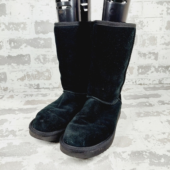 Koolaburra by UGG Black Leather Suede Sheepskin Round Toe Winter Boot A835 - Picture 2 of 13